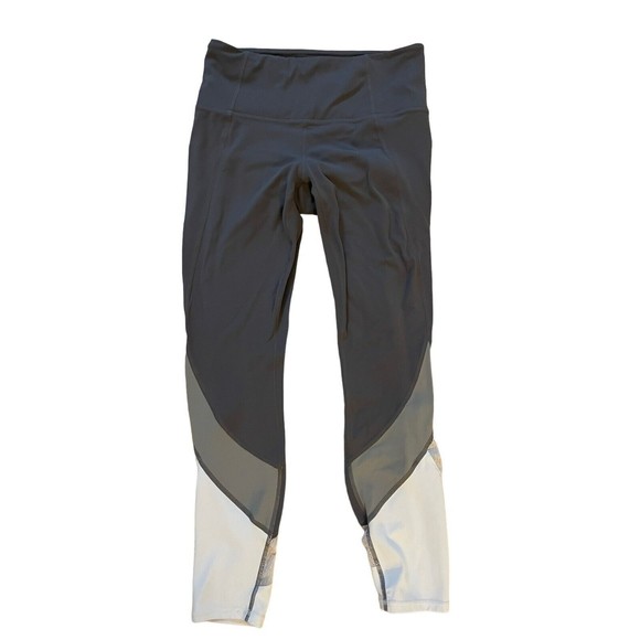 Athleta Women's Salutation Leggings Colorblock High Waist 281493 Gray White Sz S - Picture 1 of 7